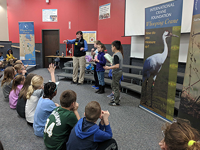 Whooping Crane outreach in classroom.