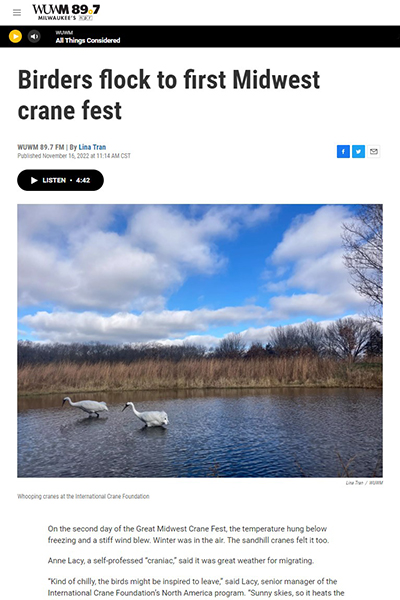Birds flock to first Midwest crane fest