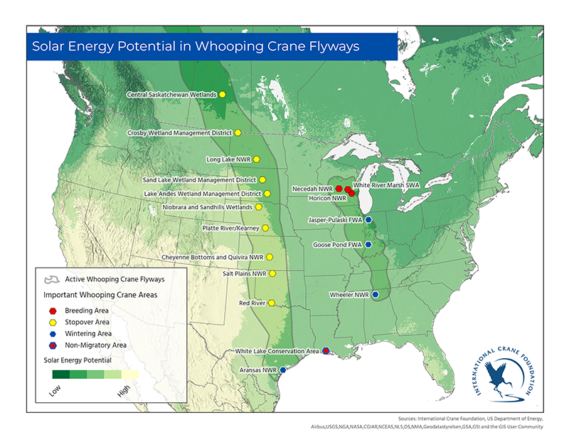 Solar energy potential in Whooping Crane Flyways